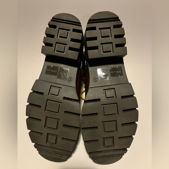 LFL lust for life Brown faux leather funky plaid chunky lug sole Boots 10 - Picture 5 of 7